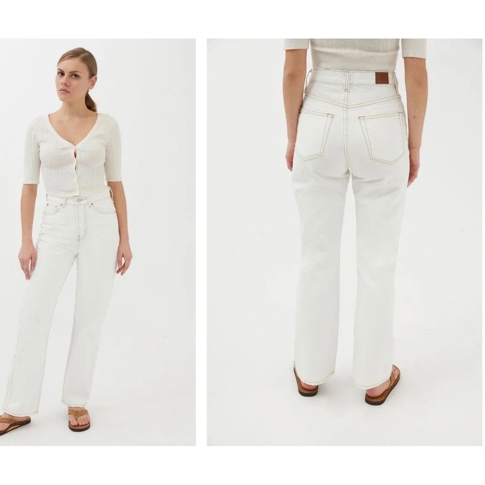 BDG Cowboy Jeans 27 White Ecru High Rise Straight Leg Western Core Retro Iconic